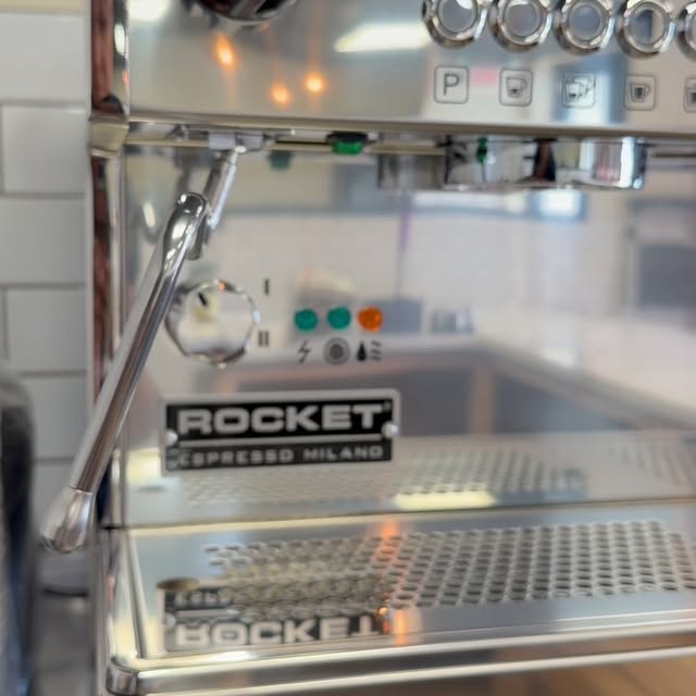 Behind the bar at Ground and Grace Coffee