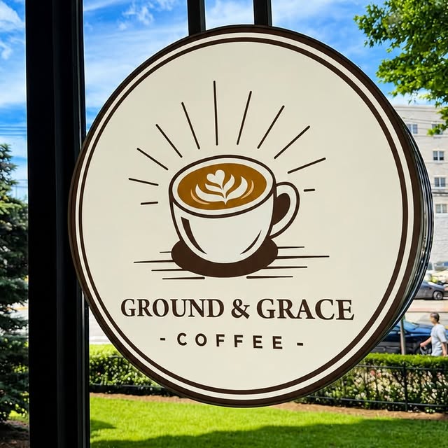 The sign in our window